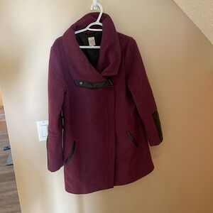 Women's Twik Burgundy Wool Blend Coat Size Large